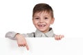 Boy with white board Royalty Free Stock Photo