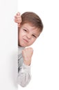 Boy with white board Royalty Free Stock Photo