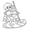 Boy Windsurfing Summer Isolated Coloring Page