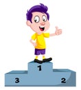 Boy on winning stage, illustration, vector