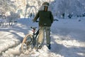 Boy with winter bike