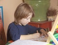 Boy Working on his Homework Royalty Free Stock Photo