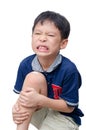 Boy with wound on knee cover by plaster