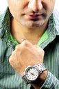 Boy with wrist watch Royalty Free Stock Photo