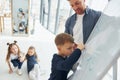 Boy writing on the board. Group of children students in class at school with teacher Royalty Free Stock Photo