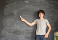 Boy writting on black board Royalty Free Stock Photo