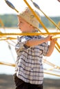 Boy on yellow ropes Royalty Free Stock Photo