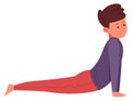 Boy in yoga pose. Child gymnastics. Active kid character