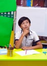 Boy Young schoolboy library school background asian Royalty Free Stock Photo