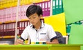 Boy Young schoolboy library school background asian Royalty Free Stock Photo