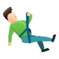 Boy zip line icon, cartoon style Royalty Free Stock Photo