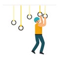 Boy zip line rings icon, flat style Royalty Free Stock Photo