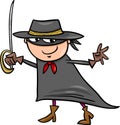 Boy in zorro costume cartoon