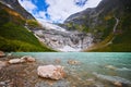 Boyabreen glacier a side branch of the Jostedalsbreen. Melting Norwegian glacier Royalty Free Stock Photo