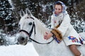 Boyar woman on horse Royalty Free Stock Photo