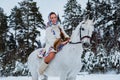 Boyar woman on horse Royalty Free Stock Photo