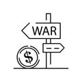 Boycott, business war, trade war icon set in thin line style. Dollar direction sign
