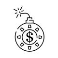 Boycott, business war, trade war icon set in thin line style. Dollar sign and bomb