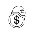 Boycott, business war, trade war icon set in thin line style. Dollar soldier helmet