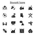 Boycott, business war, trade war icon set vector illustration graphic design