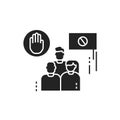 Boycott glyph black icon. Group of people strike. Social protest. Pictogram for web page, mobile app, promo Royalty Free Stock Photo