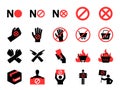 Boycott icon set. Included icons as protest, ban, no, reject, protester, forbidden and more. Royalty Free Stock Photo