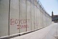 'Boycott Israel' graffiti on Israeli separation wall Royalty Free Stock Photo