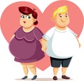 Overweight Couple Feeling in Love Cartoon Characters