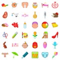 Boyhood icons set, cartoon style Royalty Free Stock Photo