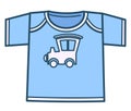 Boyish tshirt with car or locomotive, kids clothes Royalty Free Stock Photo