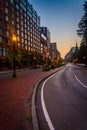 Boylston Street at twilight, in Boston, Massachusetts. Royalty Free Stock Photo