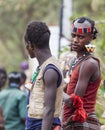 Boys from Ari tribe at local village market. Bonata. Omo Valley.