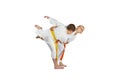 Boys athletes are training throws of judo Royalty Free Stock Photo