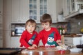 Boys, baking ginger cookies for Christmas