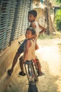 Boys on bicycle in Nepal