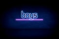 Boys - blue neon announcement signboard