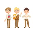 Boys In Brown Outfits Happy Schoolkids In Similar Collection School Uniforms Standing And Smiling Cartoon Character Royalty Free Stock Photo