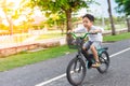 Boys are cycling in the health park blur detail