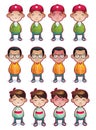 Boys emotions set vector illustration