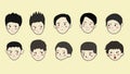 Boys face emotion cartoon