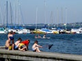 boys fishing on a pier Royalty Free Stock Photo