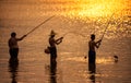Boys fishing at the river Royalty Free Stock Photo