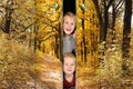 Boys from Footpath in autumnal park doors Royalty Free Stock Photo