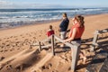 Boys Girl Beach Waves Royalty Free Stock Photo