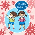 Boys and girl Wearing a Protective Mask to Protect Covid-19, concept vector illustration