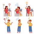 Boys And Girls Characters Lost In A Maze Of Questions, Unsure Of Their Way. Confused Kids Seek Guidance Royalty Free Stock Photo