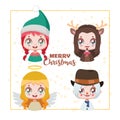 Boys and girls dressed as iconic Chirtmas and winter characters