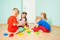 Big family together get a floor time, kids and toys Royalty Free Stock Photo