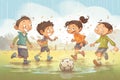 boys and girls playing soccer on a muddy field Royalty Free Stock Photo