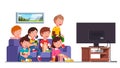 Boys, girls sitting on sofa watching movie show Royalty Free Stock Photo